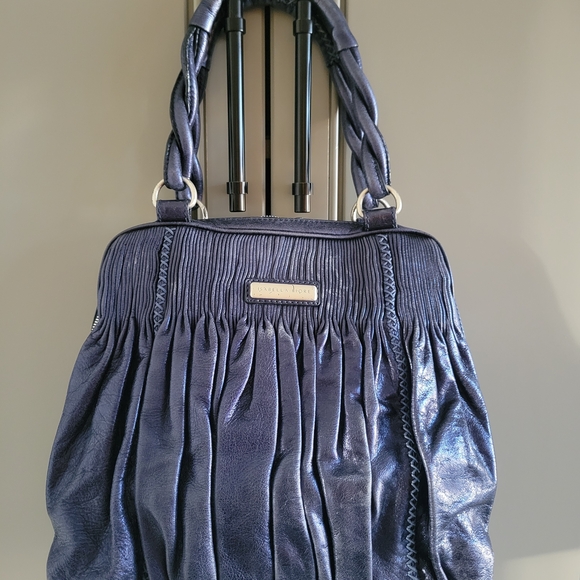Isabella Fiore Elegant Tassel Metallic Blue Women's Bag 13X14X4 - Picture 3 of 8